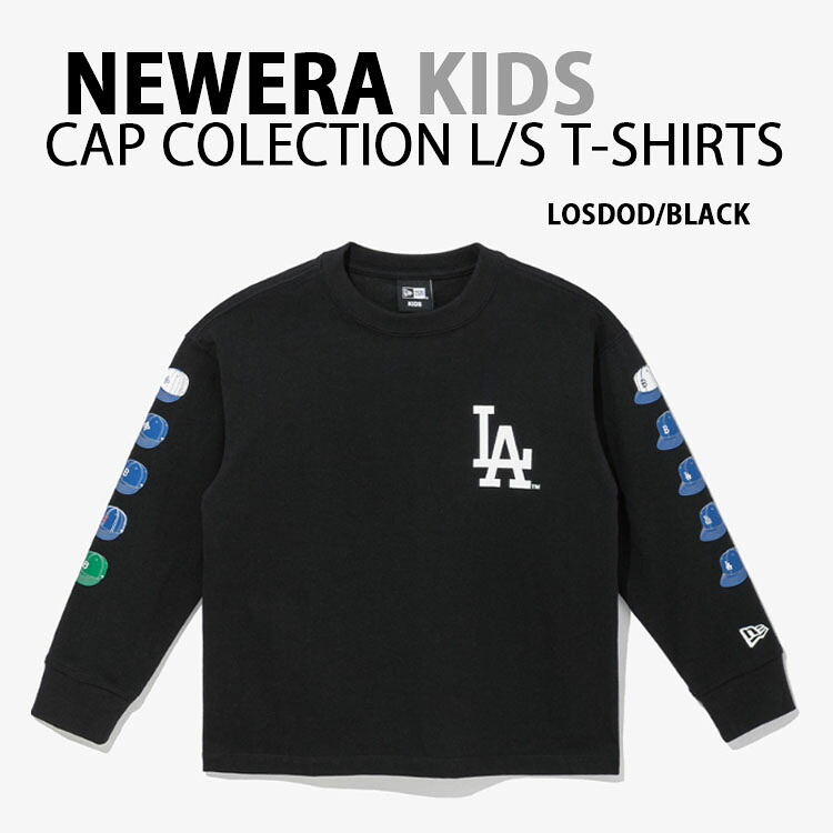 NEWERA ニューエラ キッズ ロンT KIDS COOPERSTOWN HISTRY CAP L/SR TEE LOSDOD ドジャース BLACK 長袖Tシャツ キッズTシャツ KIDS用 子供用 ジュニア用 大谷翔平 13371347