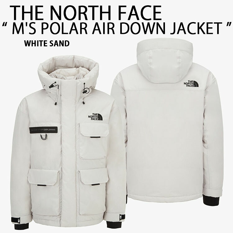 THE NORTH FACE ノースフェイス ダウンパーカー M'S POLAR AIR RDS DOWN JACKET ダウンジャケット フーディー キャンパーダウン WHITE SAND ロゴ ストリート ホワイトサンド メンズ レディース NJ1DQ68B