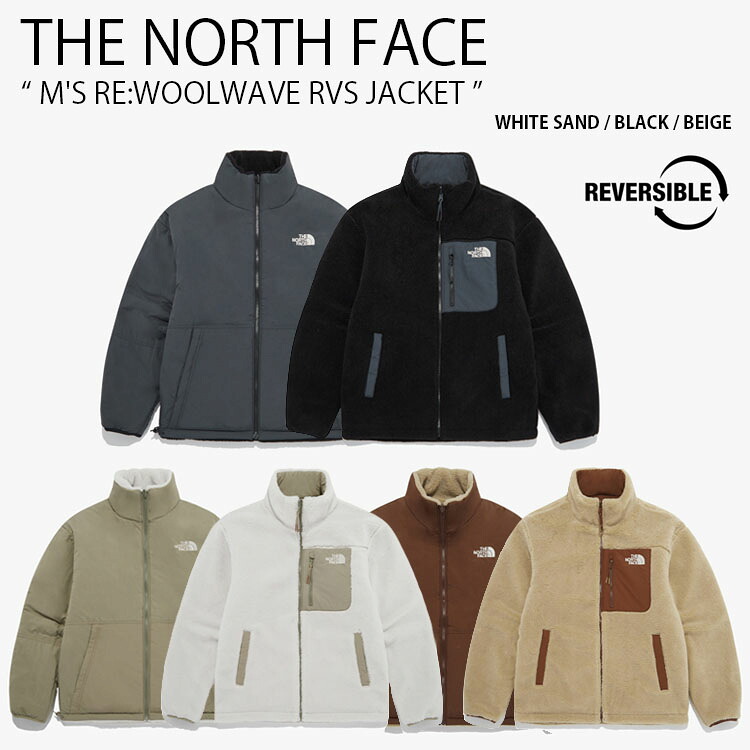 THE NORTH FACE ノースフェイス フリースジャケット M'S RE WOOLWAVE RVS JACKET ウールウェーブ リバーシブル ジャケット ボアジャケット ロゴ カジュアル ストリート キャンプ アイボリー ブラック ベージュ メンズ レディース 男性用 女性用 NJ3NQ63A/B/C