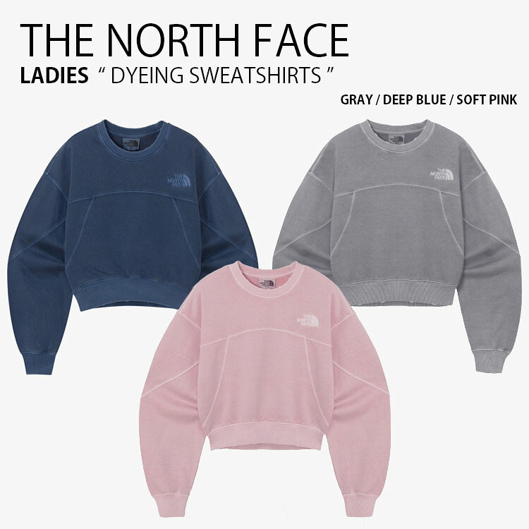 THE NORTH FACE ノースフェイス レディース スウェット DYEING SWEATSHIRTS ダイイング スウェットシャツ トレーナー 長袖 プルオーバー ロゴ カジュアル ストリート WHITELABEL グレー ブルー ピンク 女性用 NM5MQ50J/K/L