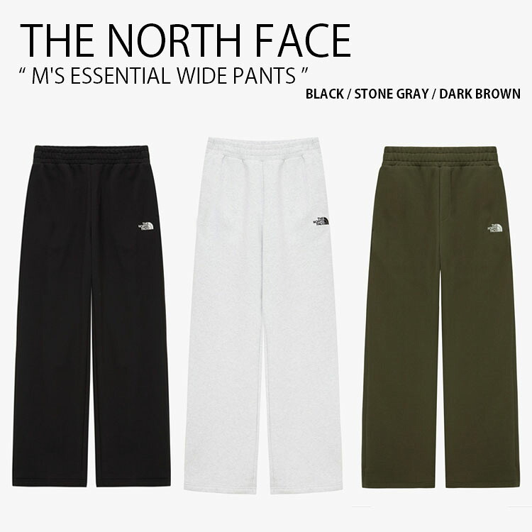 THE NORTH FACE ノースフェイス トレーニングパンツ M'S ESSENTIAL WIDE PANTS エッセンシャル ワイド パンツ 長ズボン イージーパンツ ロゴ カジュアル ストリート ブラック グレー ブラウン メンズ レディース 男性用 女性用 男女共用 NP6KQ57A/B/C
