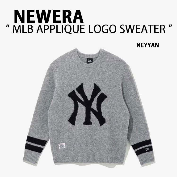 NEWERA ニュー内鰓 スウェーター AP MLB APPLIQUE LOGO SW33 NEYYAN ヤンキース GREY 編み物 メンズ レディース 13781164