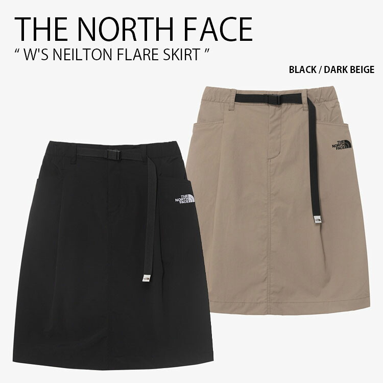THE NORTH FACE ノースフェイス レディース ミディスカート W'S NEILTON FLARE SKIRT ウィメンズ ネイルトン フレア スカート ひざ丈スカート Aラインスカート ロゴ カジュアル ストリート WHITELABEL ブラック ベージュ 女性用 NK6NR32J/K