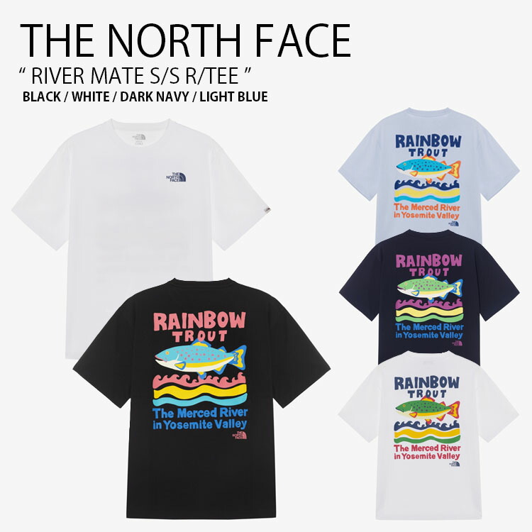 THE NORTH FACE ノースフェイス Tシャツ RIVER MATE S/S R/TEE リバー メイト ショートスリーブ ラウンドネック ティーシャツ 半袖 カットソー WHITELABEL ブラック ホワイト ネイビー ブルー メンズ レディース 男性用 女性用 男女共用 NT7UR12J/K/L/M