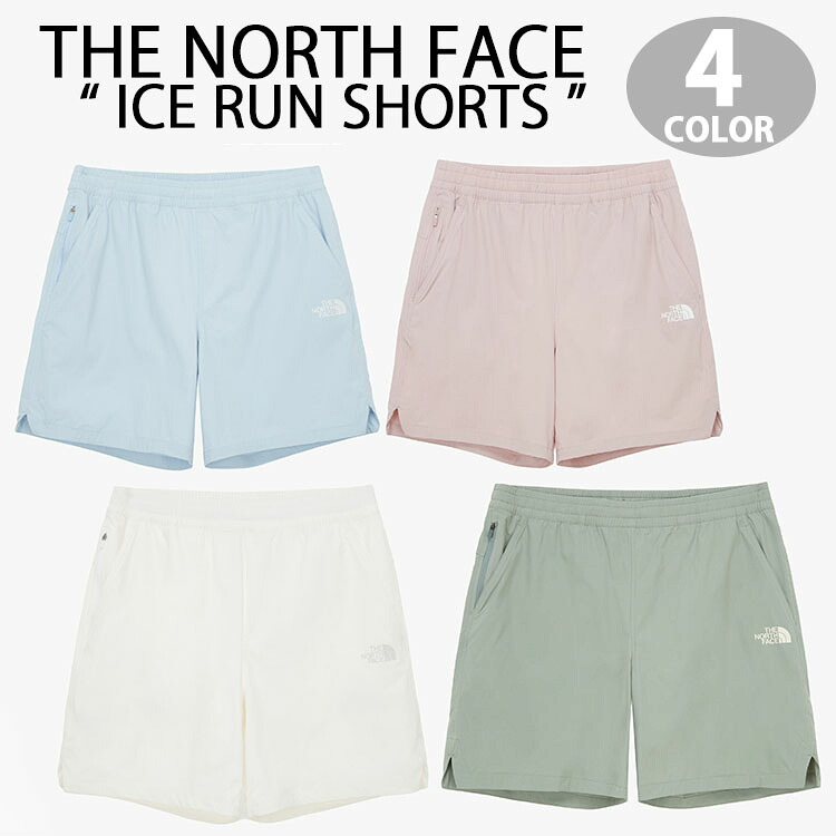 THE NORTH FACE ノースフェイス ショートパンツ ハーフパンツ ICE RUN SHORTS アイスラン 冷感素材 ストレッチ アボカド アイボリー ブルー ピンク ロゴ カジュアル ストリート メンズ レディース NS6NQ02L/M/N/O｜select store LAILAC