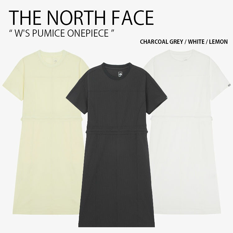 THE NORTH FACE 北の方人間の顔 レディース 衣装 W\u0027S PUMICE ONEPIECE ウィメンズ パ為損ない 衣装 半袖 ひざ下丈 マキシ丈 ロング丈 労働者の一団素っ首 ラウンド素っ首 ロゴタイプ 心地好い 薄墨色 白いこと 黄色 成人女性用 NT7ZR33A/B/C