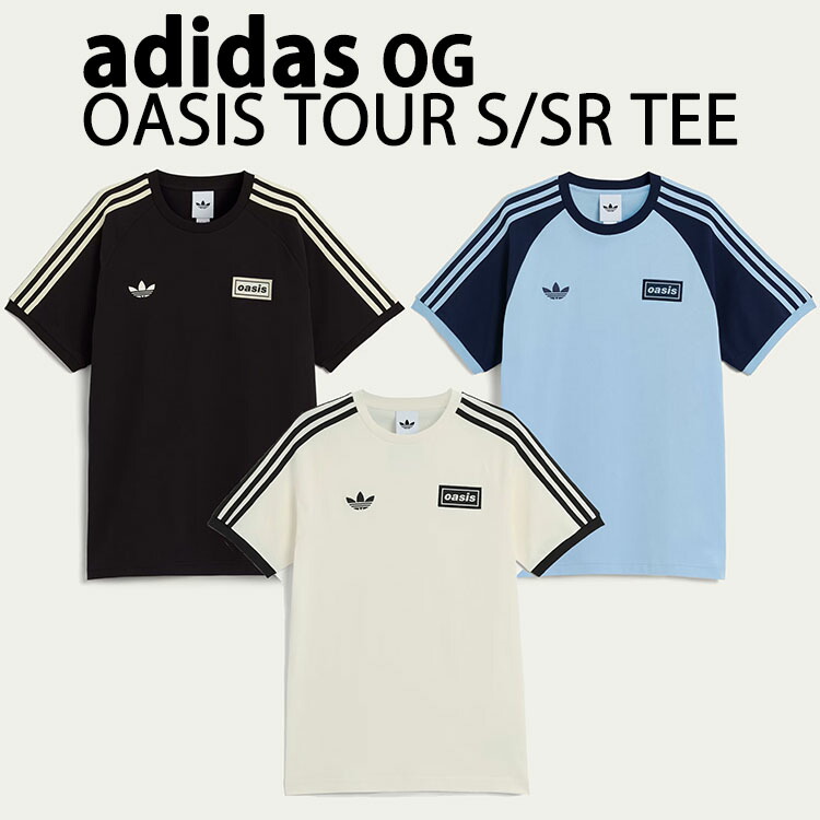 adidas originals アディダス ティーシャツ OASIS TOUR live\u002725 3-STRIPE S/SR TEE オアシス CREAM KT3446 / BLACK KT3445 / SKY KT3447 周遊旅行 共同研究 半袖ティーシャツ か細い相応う メンズ レディース【中古】未当て嵌める品