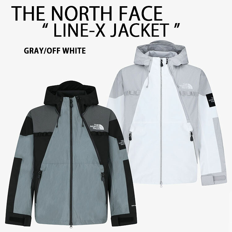 THE NORTH FACE ノースフェイス マウンテンジャケット LINE-X JACKET マウンテンパーカー GRAY OFF WHITEブロック配色 切り返しカラー DRYVENT 防水 ロゴ ゆったりサイズ メンズ レディース NJ2HR52J/L|select store LAILAC