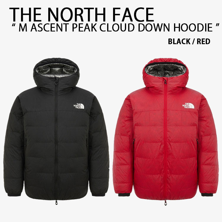 THE NORTH FACE ノースフェイス ダウンジャケット M ASCENT PEAK CLOUD DOWN HOODIE アセント ピーク クラウド ダウンフディー BLACK RED パーカー フード付き メンズ レディース NJ1DR01A/B