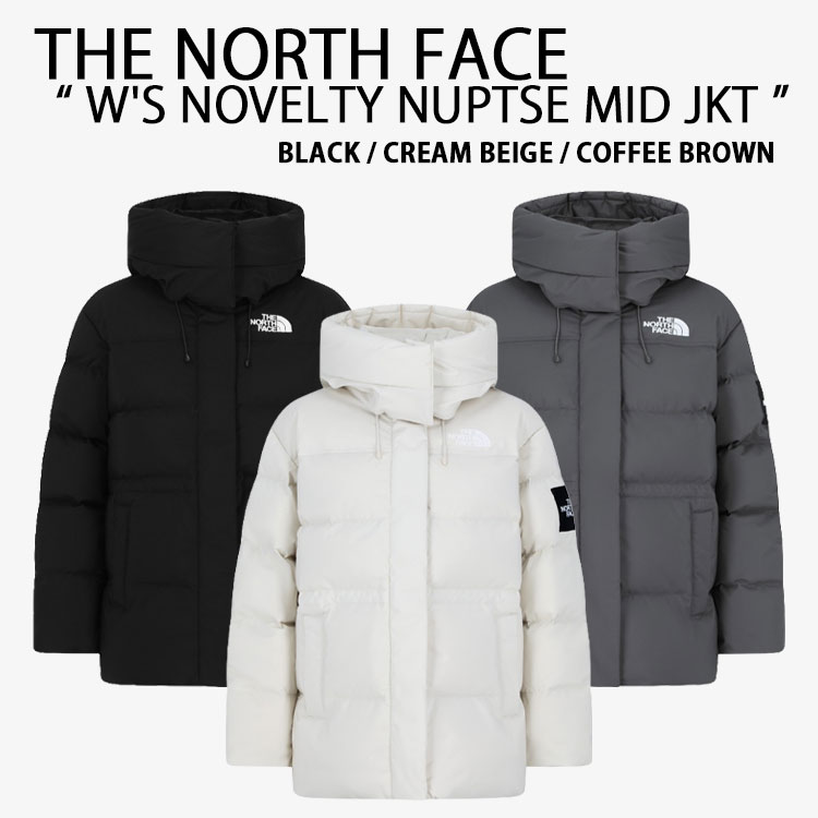 THE NORTH FACE ノースフェイス ホワイトレーベル レディース ダウンジャケット W'S NOVELTY NUPTSE MID JACKET RDS ヌプシダウン WHITELABEL ミドル丈 フード取り外し BLACK BEIGE BROWN NJ1DR88J/K/L