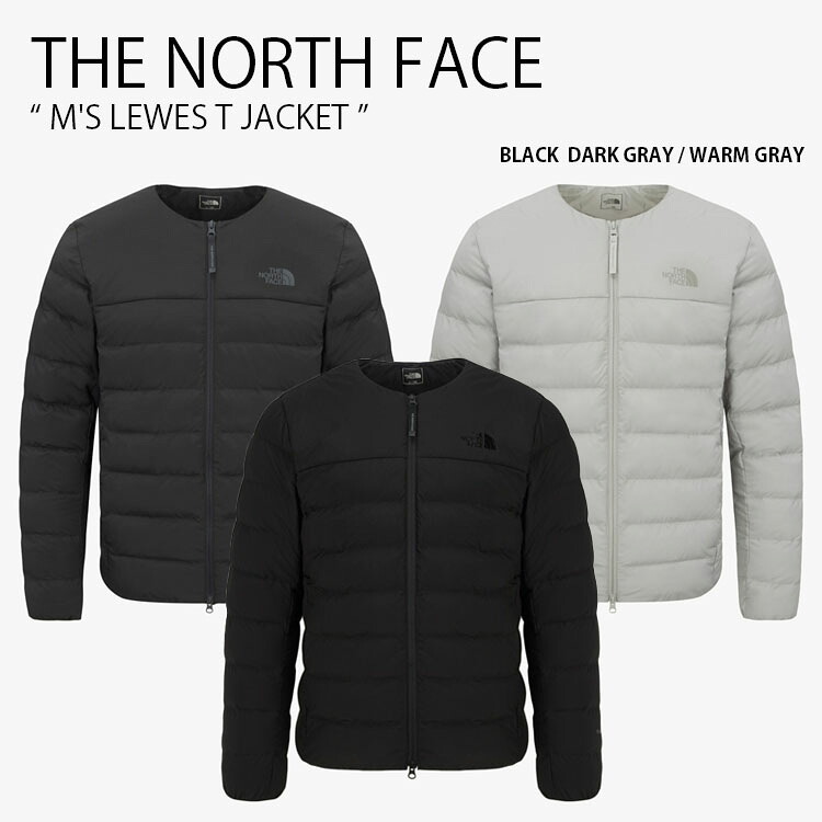 THE NORTH FACE ノースフェイス パディングジャケット M'S LEWES T JACKET ルイス ティーボール ジャケット ノーカラージャケット レギュラーフィット ロゴ カジュアル ストリート ブラック グレー メンズ レディース 男性用 女性用 男女共用 NJ3NR51A/B/C