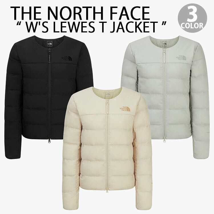 THE NORTH FACE ノースフェイス レディース キルティングジャケット W'S LEWES T JACKET カーディガン ノーカラージャケット BEIGE BLACK GRAY クロップ丈 短め丈 パディングジャケット NJ3NR81A/B/C
