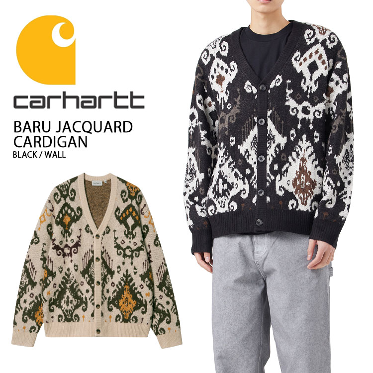 CARHARTT 鉄道車両ハート形 ジレー BARU JACQUARD CARDIGAN BLACK WALL バルジャカード ジレー 黒いこと ウォール ベージュ メンズ 成人男性用 CA23FWKNKC【中古】未当て嵌める品