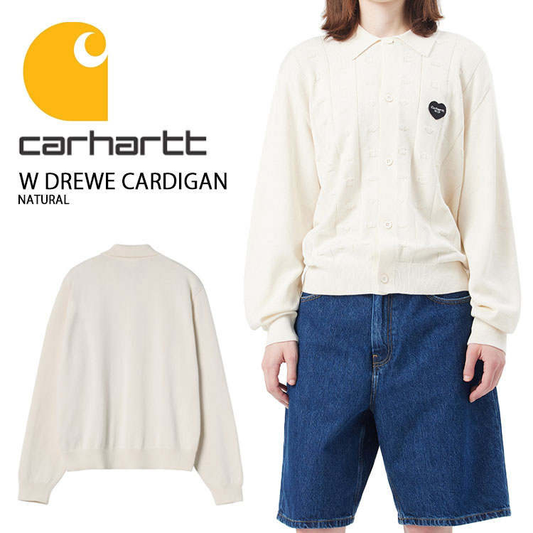 CARHARTT 鉄道車両ハート形 ジレー W DREWE CARDIGAN NATURAL ドリューカーディガン 自然的 象牙色 レディース 成人女性用 CA25SSKNKC【中古】未当て嵌める品