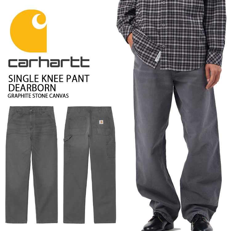 CARHARTT カーハート ロングパンツ SINGLE KNEE PANT DEARBORN GRAY シングルニーパンツ ディアボーン グレー ラベル ニーパンツ ロゴ メンズ 男性用 CA25FWPAWO【中古】未使用品