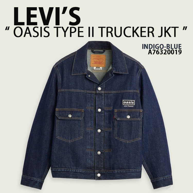 LEVIS リーバイス オアシス トラッカージャケット OASIS TYPE 2 TRUCKER JACKET A7632-0019 デニムジャケット ILive Forever NDIGO インディゴ ヴィンテージモデル リラックスフィット メタルボタン メンズ レディース｜select store LAILAC