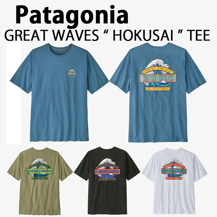 Patagonia パタゴニア Tシャツ 北斎 Men's Great Waves Responsibili-Tee HOKUSAI KTSUSHIKA グレートウェーブス WHITE BLACK BLUE GREEN バックグラフィック 富嶽三十六景 メンズ レディース 37873R5
