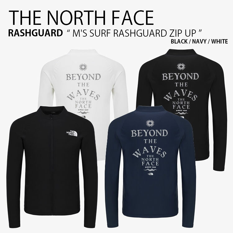 THE NORTH FACE ノースフェイス ラッシュガード M'S SURF RASHGUARD ZIP UP サーフ ラッシュガード ロングスリーブ ジップアップ 長袖 水着 ジャケット スイムウェア ロゴ カジュアル マリンスポーツ メンズ レディース 男性用 女性用 男女共用 NJ5JS05A/B/C