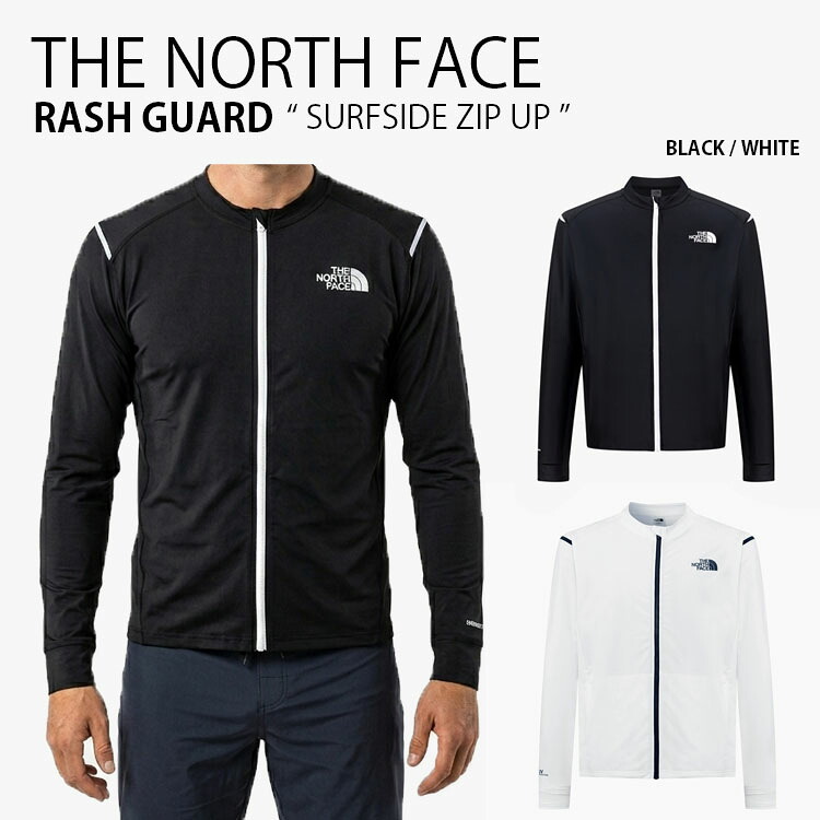 THE NORTH FACE ノースフェイス ラッシュガード SURFSIDE ZIP UP サーフサイド ジップアップ ロングスリーブ 長袖 水着 ジャケット スイムウェア ロゴ カジュアル マリンスポーツ WHITELABEL メンズ レディース 男性用 女性用 男女共用 NJ5JR03J/K｜select store LAILAC