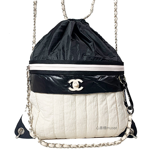 楽天市場 新品 Chanel シャネル 19ss バックパック リュック ナップサック ベージュ ブラック As0430 箱 リボン ショッパー ラッピング 心斎橋ミュゼ