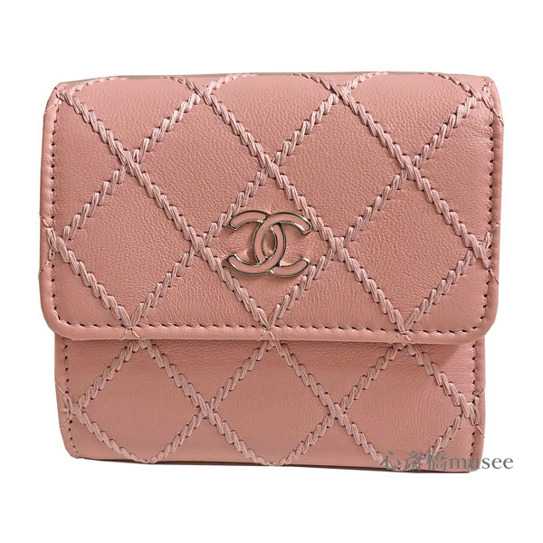 楽天市場 新品 Chanel シャネル クルーズコレクション スモールウォレット 三つ折り財布 ピンク シルバー金具 ラムスキン Small Wallet Ap1128b011n5912 箱 リボン ラッピング 心斎橋ミュゼ