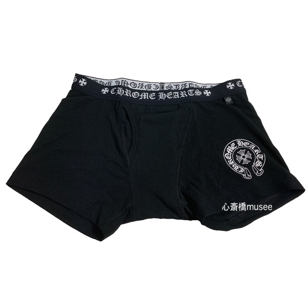 《新品》 CHROMEHEARTS クロムハーツ SHORT BOXER ショート ボクサー パンツ 黒 M BLACK ブラック ホワイトロゴ  メンズ 箱 正規品 ショッパー付 | 心斎橋ミュゼ