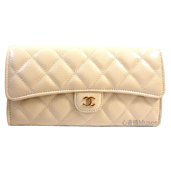 シャネル Cc ジップ キャビアスキン 長財布 新品 Chanel ウォレット シャネル リボン シャネル Chanel ベージュ ベージュ マトラッセ フラップ 長財布 キャビア ベージュ ゴールド金具 Ap0241 Y 219 背面ポケット付 グレインド カーフスキン 箱 リボン カメリア