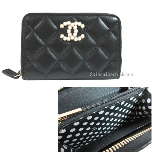 【シャネル】コインパース ハーフビジューのCCロゴがお洒落☆ ☆ビジューが可愛い♪【CHANEL】CCロゴ ジップ コインパース