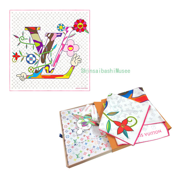 LOUIS VUITTON ロゴ入りスカーフ アイボリー 楽天市場】≪ 新品 ≫ルイヴィトン 村上隆 コラボ LV × TM カレ90