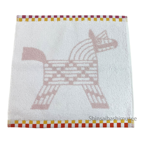 《Brand New》 HERMES washcloth 《 Animaux Nattes 》 rose / jaune Wrapping Shopper 《 新品 》 エルメス 御手々西洋手ぬぐい カレ・タオル 《アニモー・ナッテ》 サクラ色 / 黄色 馬 ショッパー付き添い人
