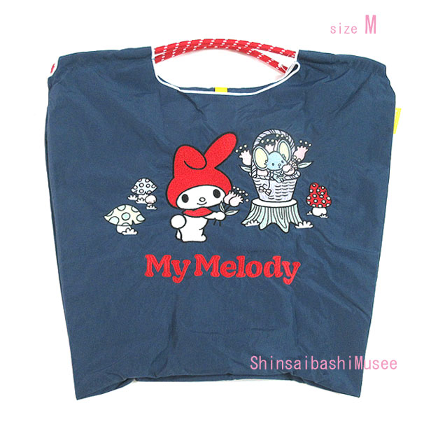 ≪Brand new≫Ball＆Chain Sanrio My Melody Flower Tote Bag Medium Yellow Label Limited Edition Eco Navy≪ 新品 ≫ボールアンドチェーン サンリオ マイ一曲 御花 トートバッグ M 黄色付け紙 押さえる エコ 米国海軍 紺
