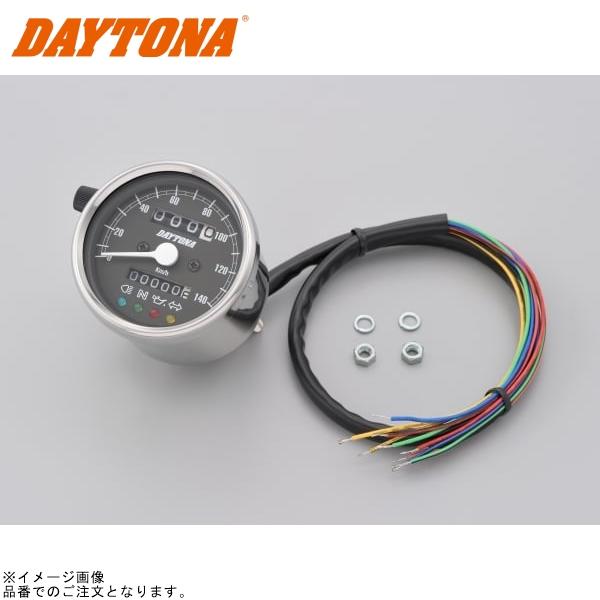 DAYTONA デイトナ 15637 機械式スピードメーター(インジケーター付き)φ60 ホワイトLED照明 140km/h ステンレスボディ/ブラックパネル｜SPEED EDGE バイク用品専門店