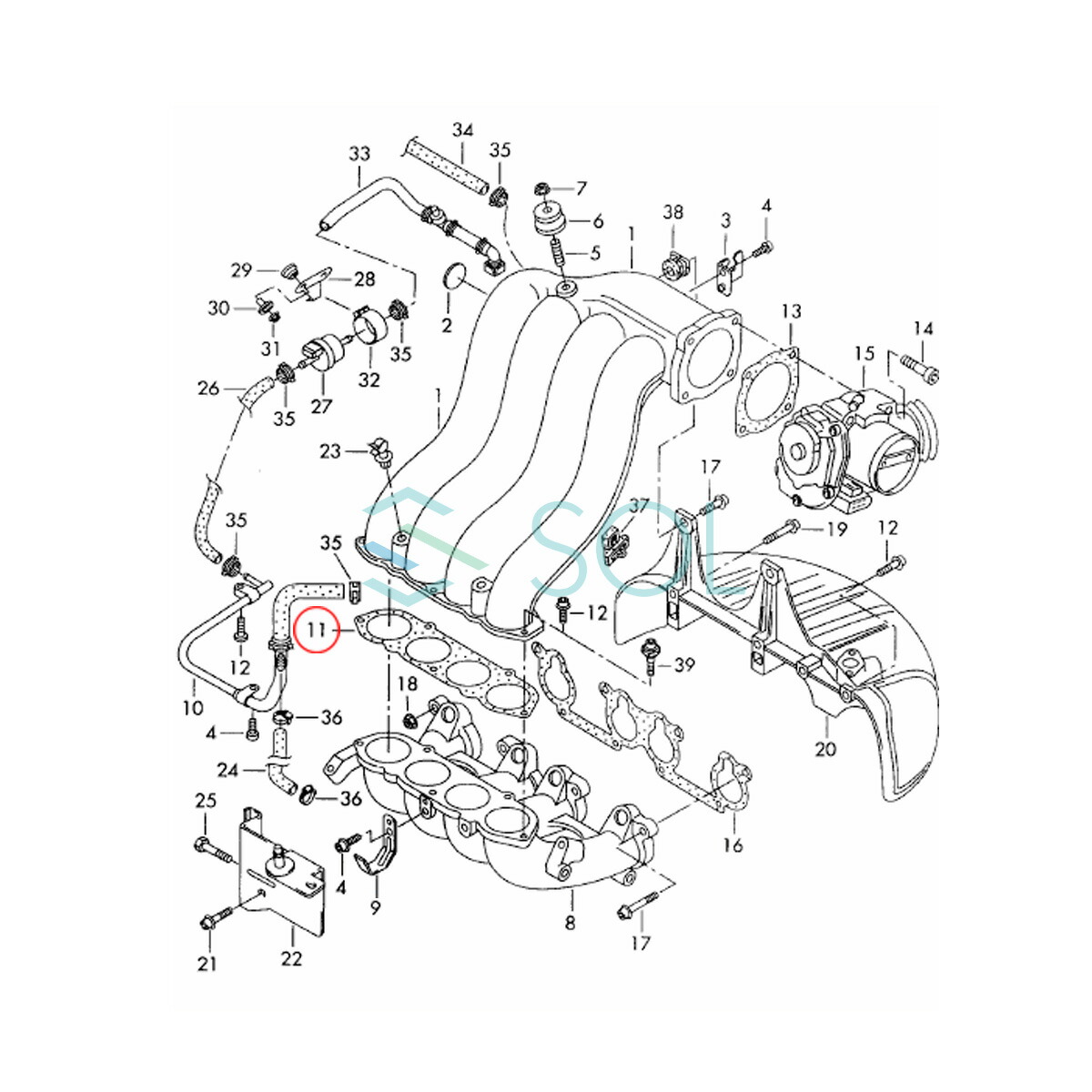 市場 VW 1J5 1J1 ボーラ インテークマニホールド 1C1 ゴルフ4 9C1 ニュービートル 1Y7 1J2