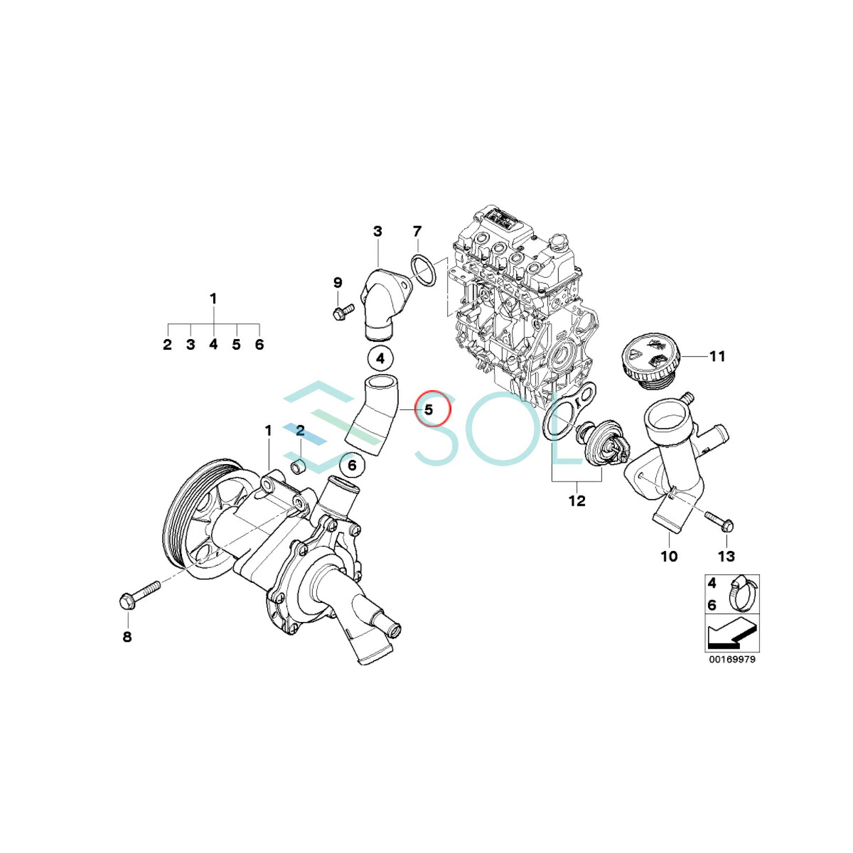 市場 BMW R50 MINI ウォーターホース R52 クーラントホース ウォーターポンプ〜クーラントフランジ