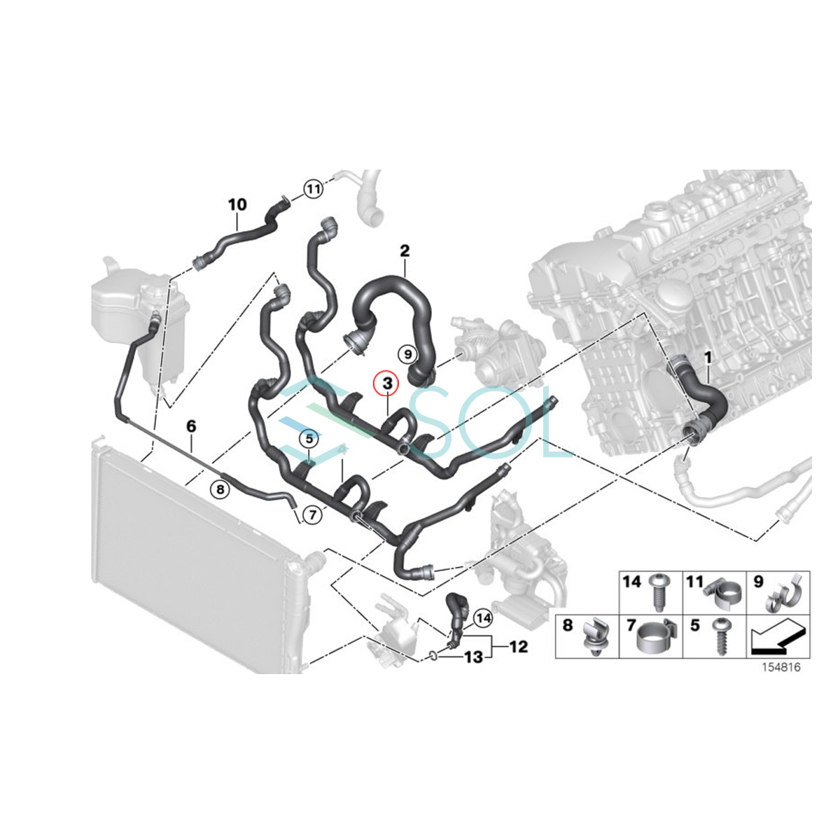 市場 BMW ラジエーター クーラントホース E90 E82 リザーバータンク〜ヒートエクスチェンジャー〜サーモスタット〜シリンダーヘッド E91  E93 リターンホース E88 E92