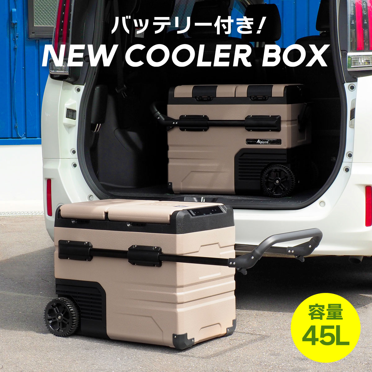 スマホ連動 45L 車載冷蔵庫 冷凍庫 同時使用可 アプリで温度調整可 バッテリー内蔵 2WAY 2ドア クーラーボックス 家庭用100V 車載用12V/24V