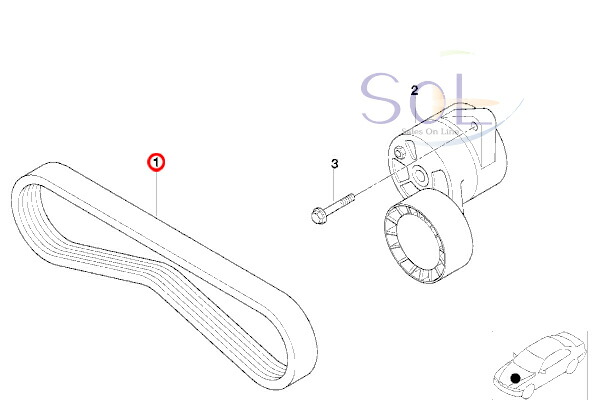 BMWE39E53X5Z3ACコンプレッサー側ファンベルト(Vベルト)5PK8635PK865525i528i530i2.2i3.0i11281437450