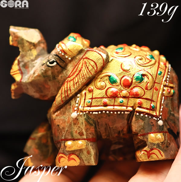 【限定1点モノ】ジャスパー ガネーシャ 置物 ガネーシャ像 139g ガネーシュヒマール パワーストーン お守り グラウンディング 祈願 インドの神様 天然石 象 アクセサリー 原石