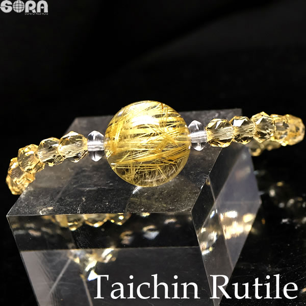 【限定1点モノ】店長の気まぐれシリーズ　SAタイチンルチルクォーツ（16.9ｍｍ）　シトリンスターカット ブレスレット　 パワーストーン　天然石