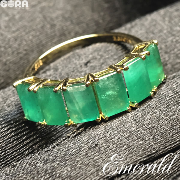 K18 天然エメラルドデザインリング　エメラルド2.2ct ダイヤモンド0.26ct　10号　4.2g ソーティング付 指輪 HANAJIMA ONLINE SHOP ⁄ K18エメラルドリング