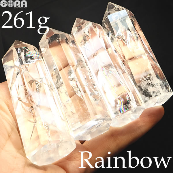 お部屋の四隅に「結界」を！【限定1点モノ】4本セット レインボー水晶 アイリス水晶 261g ブラジル産 ポイント お部屋の四隅に飾って開運祈願！ 透明度高め 水晶 パワーストーン 原石 天然石 クラスター 置物 六角柱 21,868円
