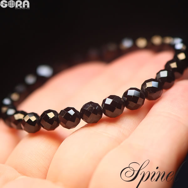 楽天市場】天然 ブラックスピネル カット ブレスレット 8mm 16.5cm