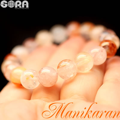 【68221】マニカラン産 ライモナイト入りヒマラヤ水晶21.4mmブレスレット 68221】マニカラン産 ライモナイト入りヒマラヤ水晶21.4mm
