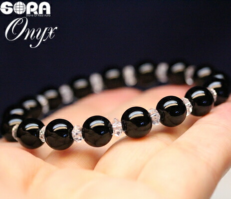 シュシュ ヘアゴム パワーストーン オニキス×クラック水晶 FOREST