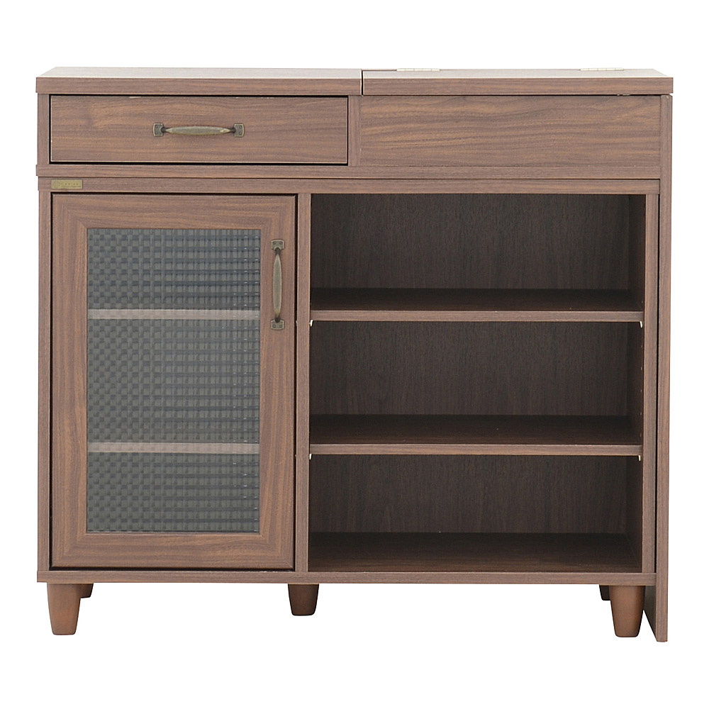 《デスクとしても使えるので、リビングに一台あればとても便利》CERISE NKRINOフレキシブルドレッサーNK80-90D DBRダークブラウン