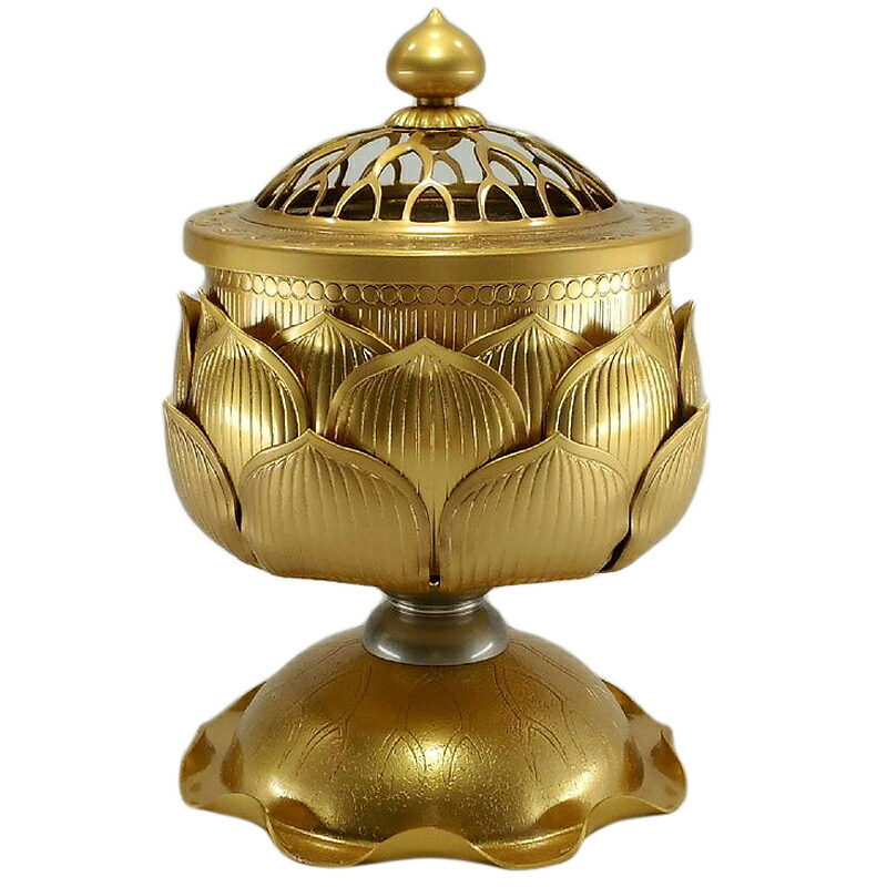 楽天市場】【寺院用】蓮華型柄香炉 東用銅地 消メッキ 丸柄 打物製