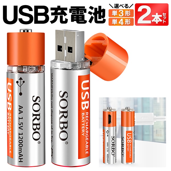 楽天市場】USB充電池 2本セット 選べる 単3電池 or 単4電池 繰り返し
