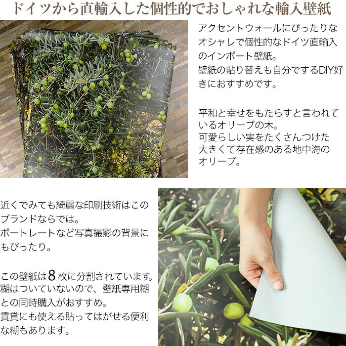 本日ポイント5倍 壁紙 ドイツ製 8 531 Olive Tree オリーブツリー 輸入壁紙 デザイン おしゃれ 輸入 海外 外国 紙 オリーブの木 地中海 木 壁紙 クロス Diy リフォーム だまし絵 Neokimya Com