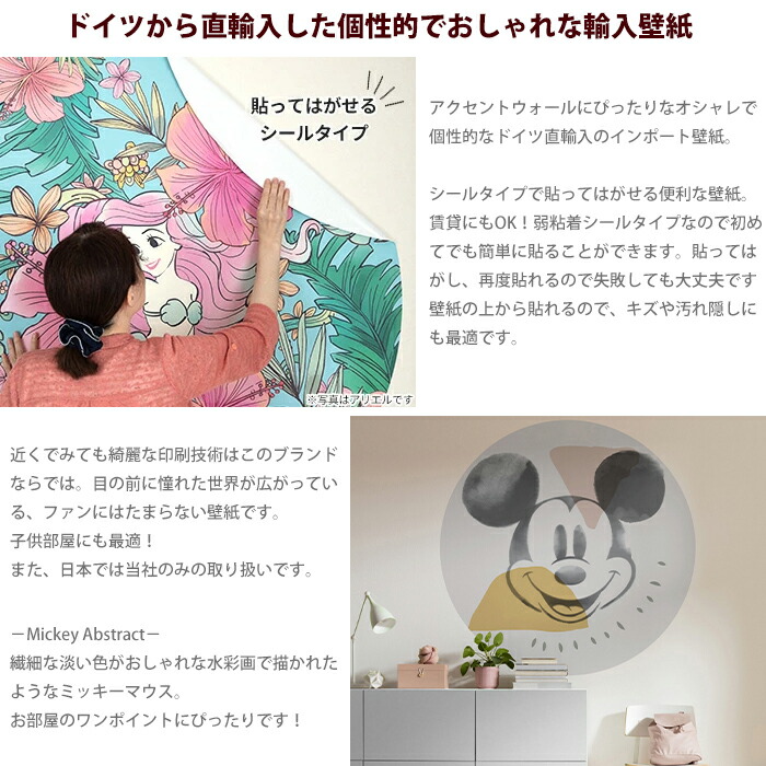 壁紙 シールタイプ Abstract Csz Mickey おしゃれ アブストラクト ディズニー ドイツ製 ミッキー ミッキーマウス 可愛い 貼ってはがせる 使い勝手の良い 貼ってはがせる