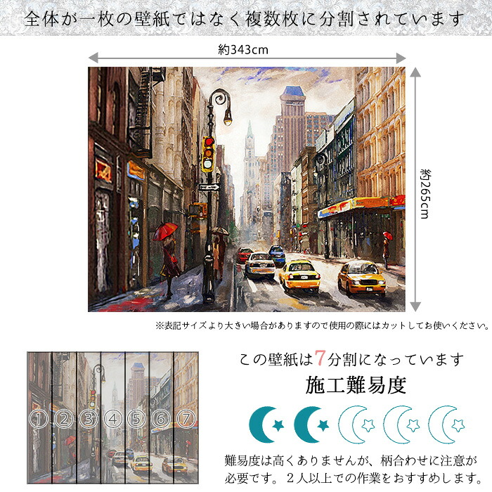 壁紙 トルコ製 インポート壁紙 Wallpera 29 001 5th Street 343x265 輸入壁紙 デザイン おしゃれ 不織布 壁紙 クロス のりなし Diy リフォーム 撮影 店舗 装飾 インテリア 内装 カルトナージュ インダストリアル ヴィンテージ だまし絵 街並み 風景 友安製作所